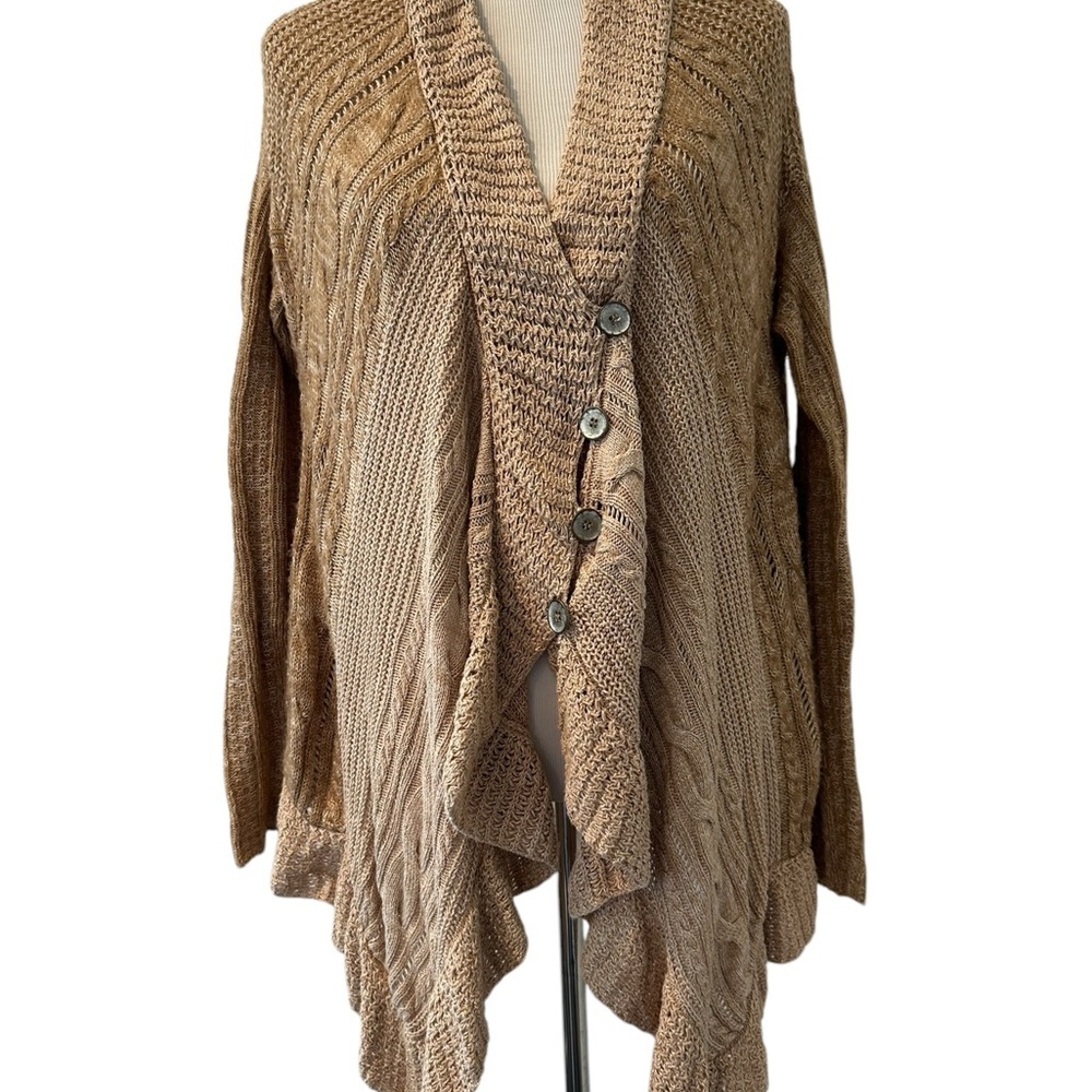 Free People Brown Cable Knit Cardigan